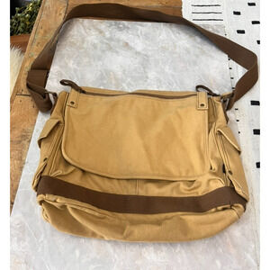 Gootium Canvas Messenger Bag 16" Tan Brown Unisex 100% Cotton